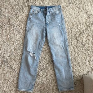 GAP High Rise Distressed Cheeky Straight Jeans